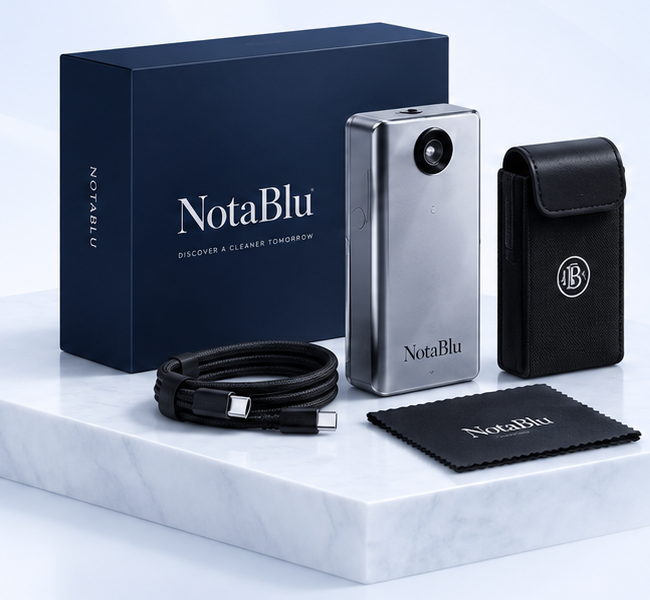 Mini Silver Samurai with NotaBlu packaging and accessories shown in the supplied design; box contents to be confirmed